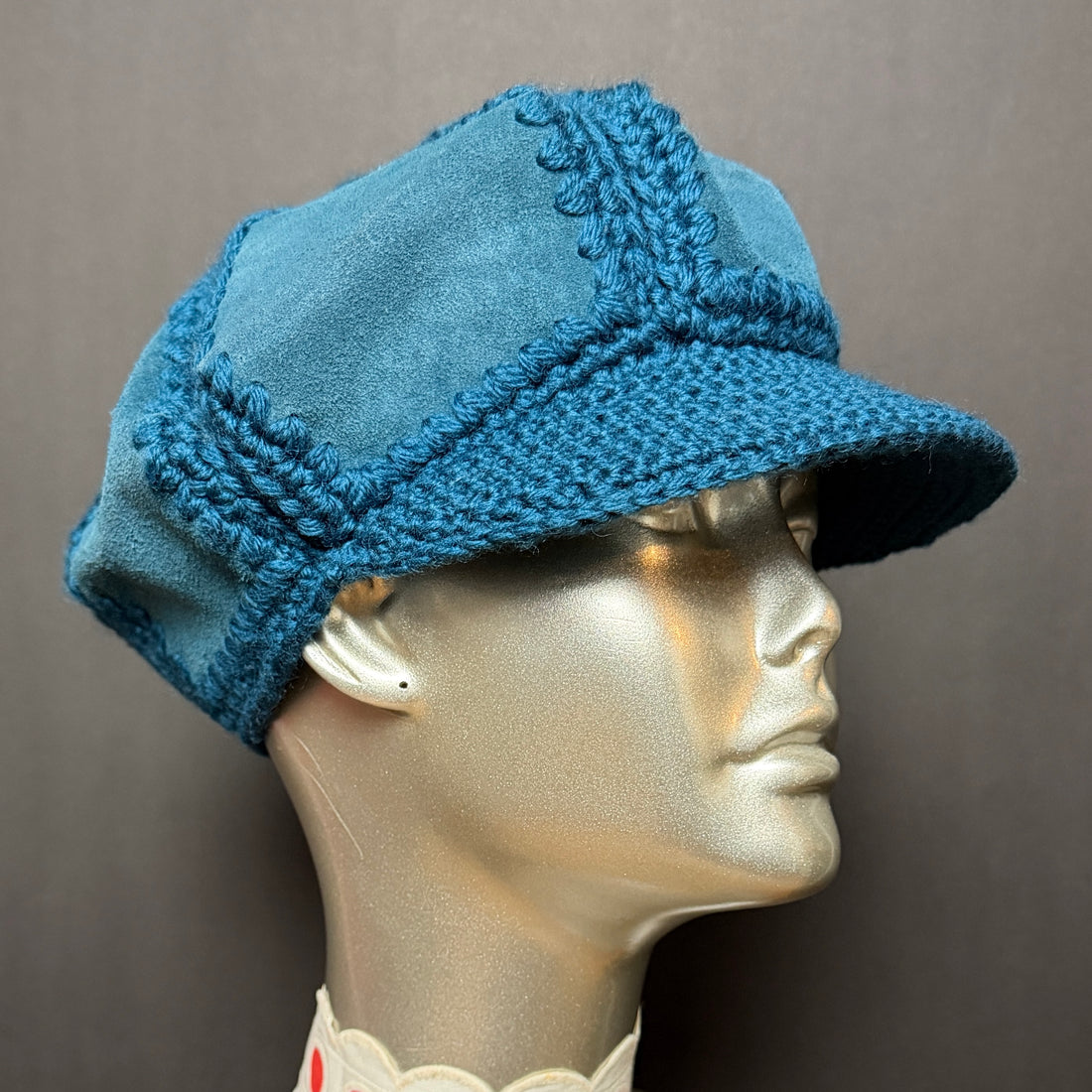 Vintage Hand-Embroidered Suede Hat | 1960s–70s