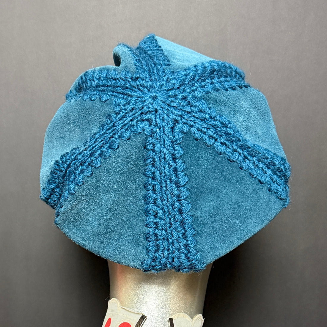 Vintage Hand-Embroidered Suede Hat | 1960s–70s