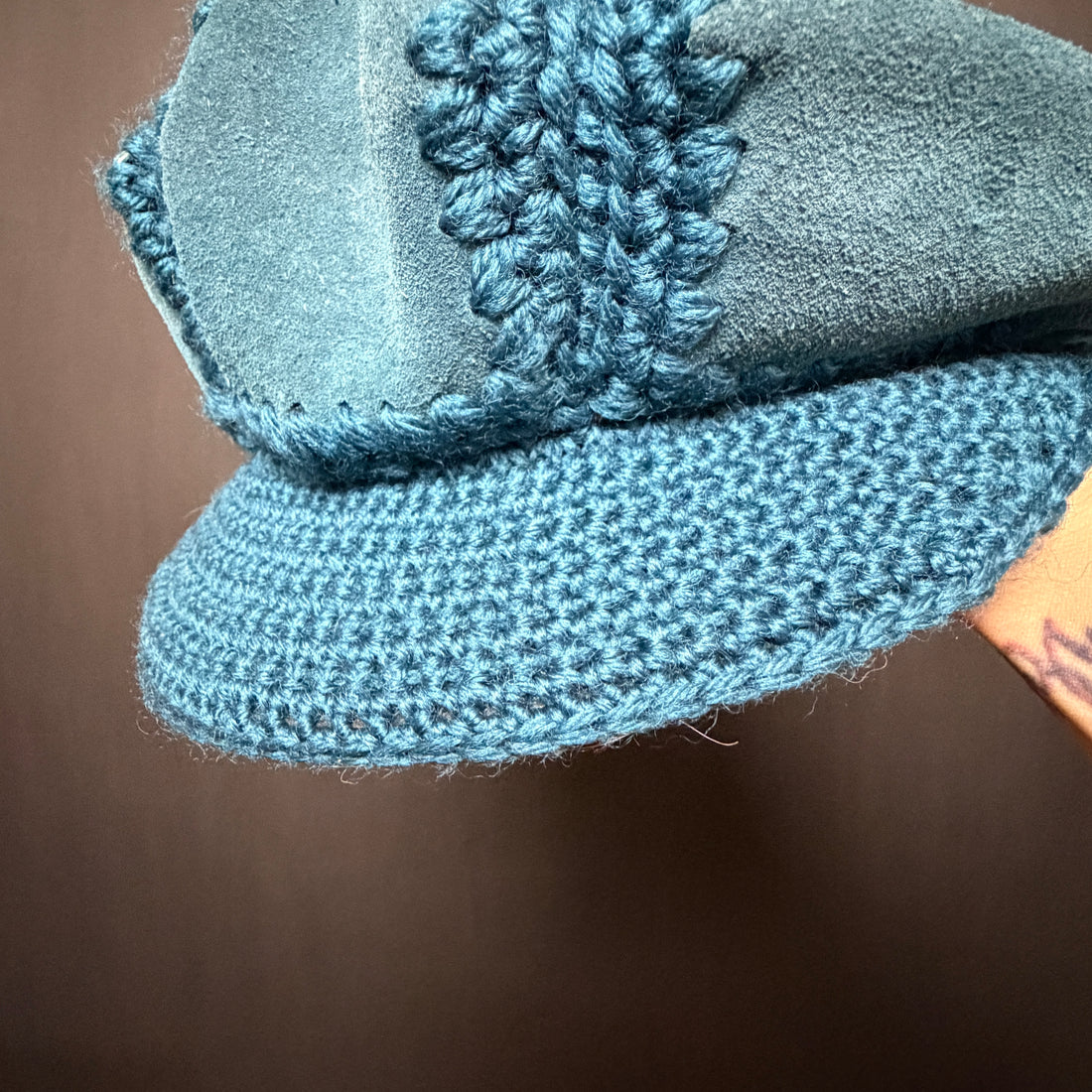 Vintage Hand-Embroidered Suede Hat | 1960s–70s